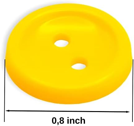Yellow Plastic Round Button - 2 Hole, 0.8 inch, Pack of 12