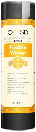 OESD Fusible Woven Cut Away Black Fabric Interfacing 12" x 5 Yd Roll