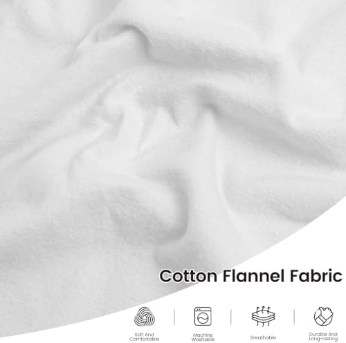 43.3" Wide Soft Cotton Flannel Fabric by the Yard, 190GSM Lightweight