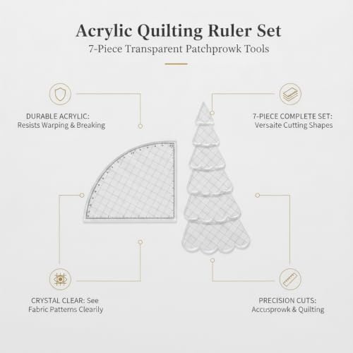 7-Piece Acrylic Quilting Ruler Set with Christmas Tree Template