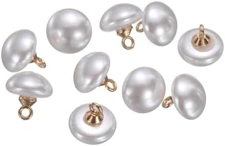 HARFINGTON 10 Pcs 16L Round White Faux Pearl Buttons 10mm 3/8"