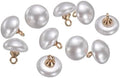 HARFINGTON 10 Pcs 16L Round White Faux Pearl Buttons 10mm 3/8"