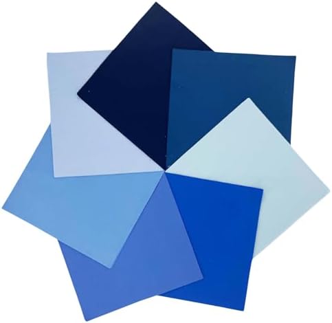 ZOOELAY 100% Cotton Precut Quilt Squares, 42 Pieces, 7 Blue Shades
