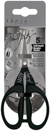 Tim Holtz Left Handed Scissors - 5 Inch Mini Snips with Micro Serrated