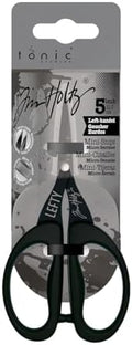 Tim Holtz Left Handed Scissors - 5 Inch Mini Snips with Micro Serrated