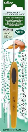 Clover 1021 Soft Touch Steel Crochet Hooks, No. 2/1.50mm