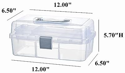Clear Plastic Storage Organizer with 2-Tier Tray, Handle, Latch