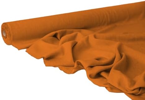 Orange Linen Fabric by the Yard – Premium Natural Flax Material for