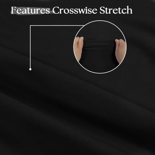 Entisn 1 Yard Stretch Fleece Fabric with Ribbed Texture, Black