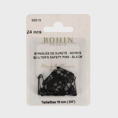 Bohin Black 19mm 3/4in Safety Pins 5 Pack
