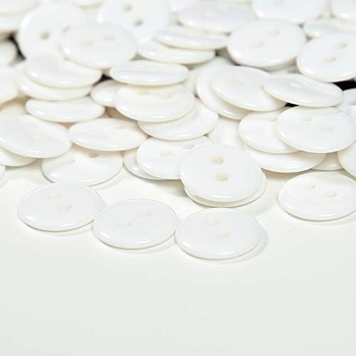150Pcs 15mm White Two Hole Resin DIY Craft Sewing Buttons 5/8 Inch