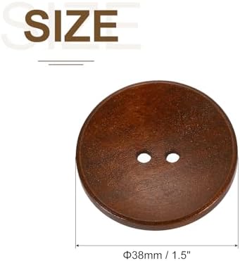 uxcell 30Pcs Wooden Buttons, 38mm(1.5 Inch) 2 Hole Round Wood Sewing