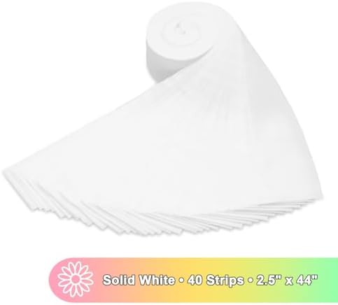 White Jelly Roll Fabric, 40 Precut Strips 2.5" x 44", 100% Cotton