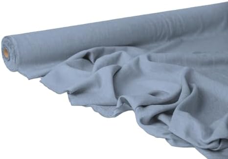 Light Steel Blue Linen Fabric by the Yard – Softened Flax for