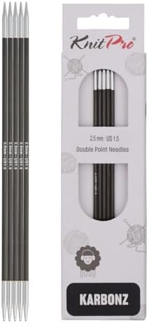 KnitPro Karbonz Double Pointed Needles 8" (20cm) | US Size 1.5 (2.5mm)