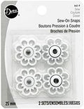 Dritz 442-9 Sew-On Snaps with Flower Design, White, Size 25mm 2-Sets