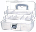 Clear Plastic Storage Organizer with 2-Tier Tray, Handle, Latch