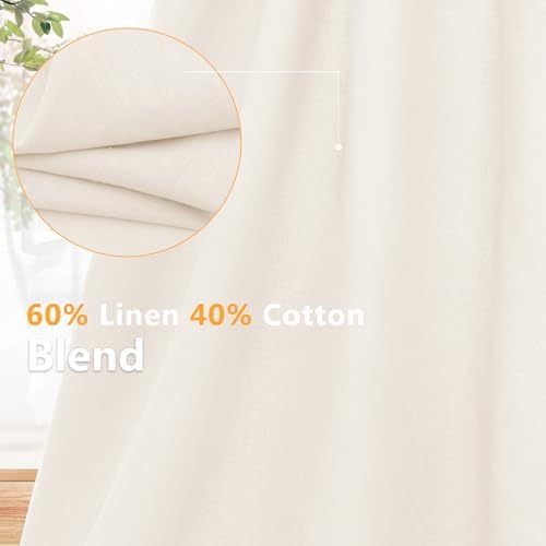 NSGZ White Linen Cotton Fabric Half Yard 61" Wide, Linen Cotton Blend