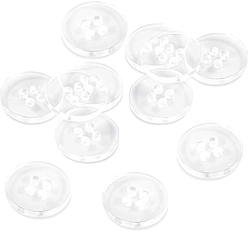 12 Pcs Clear Sewing Buttons 0.45 Inch, 4 Hole Round Plastic Buttons