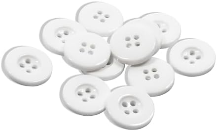 12 Pcs White Sewing Buttons 0.75 Inch 30L, Round 4 Hole Plastic