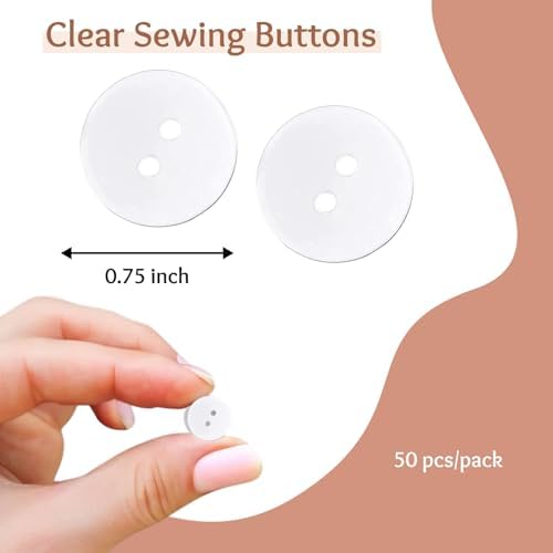 3/4" Clear Sewing Buttons 2 Hole Pack of 50 Transparent Buttons for