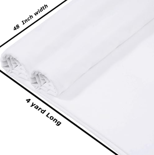 5 Yard 100% Cotton Muslin Fabric, 48" Wide, Medium Weight - White