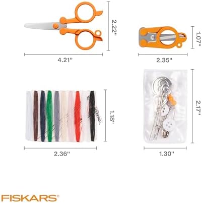 Fiskars 27-Piece Travel Sewing Kit, 39" Measuring Tape, Orange