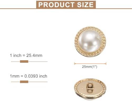 HARFINGTON 10pcs 40L Pearl Gold Metal Sewing Buttons 25mm 1"
