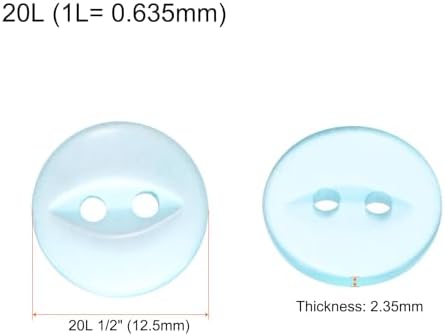 HARFINGTON 50pcs 20L Lake Blue Round Sewing Buttons 12.5mm 1/2" Resin