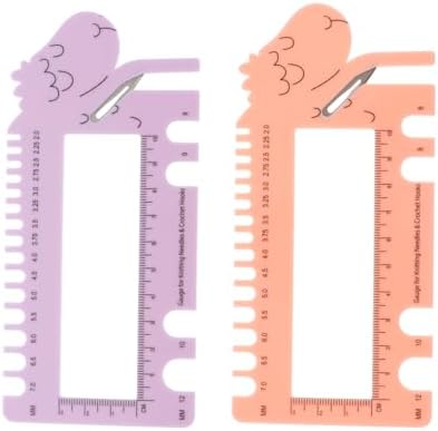 Ciieeo Knitting Needle Gauge Plastic 2 pcs Pink Purple