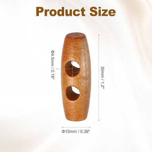 HARFINGTON 15pcs Wooden Toggle Buttons 30mm / 1.2" Double Hole Wood
