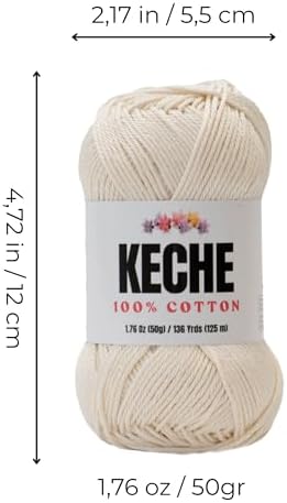 Cotton Yarn - 100% Cotton Yarn for Crocheting and Knitting, Mercerized
