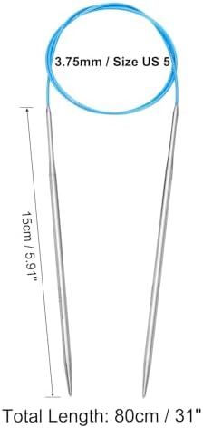 uxcell Size US 5(3.75mm) Knitting Needles Circular Needle 31in Blue