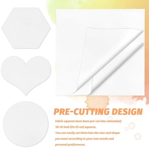 VOKOY 50 PCS 10 x 10 Inch White Cotton Fabric Squares