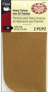 Heavy Canvas Iron-On Patches, 5" x 5", Golden Brown, 2 Count