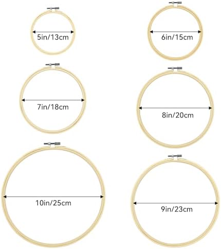 Faylapa 6 Pieces 5 inch to 10 inch Bamboo Embroidery Hoops Set