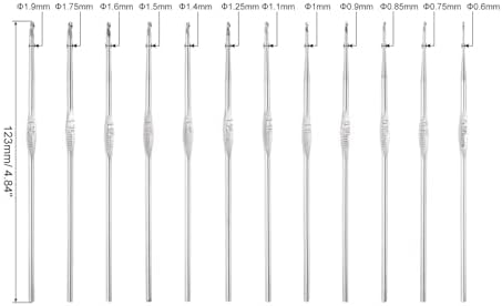 uxcell 48Pcs Stainless Steel Crochet Hook Set, 0.6mm-1.9mm