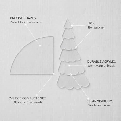 7-Piece Acrylic Quilting Ruler Set with Christmas Tree Template