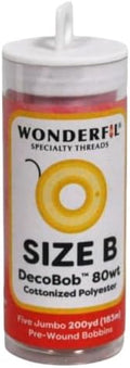 Wonderfil DecoBob Prewound Size B Jumbo Bobbins 5 Count Tube Soft Pink