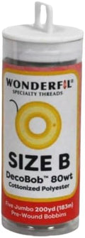 Wonderfil DecoBob Prewound Size B Jumbo Bobbins 5 Count Tube Dove Grey