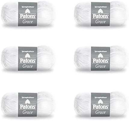 Patons Grace Snow Yarn - 6 Pack of 1.75oz/50g - Cotton - 3 DK