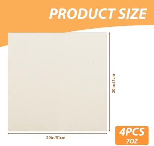 4 Pcs 20" X 20" Natural Cotton Duck Canvas Fabric (7oz)