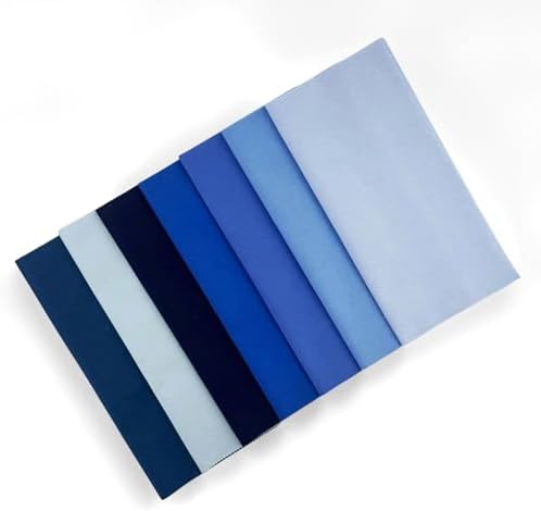 ZOOELAY 100% Cotton Precut Quilt Squares, 42 Pieces, 7 Blue Shades