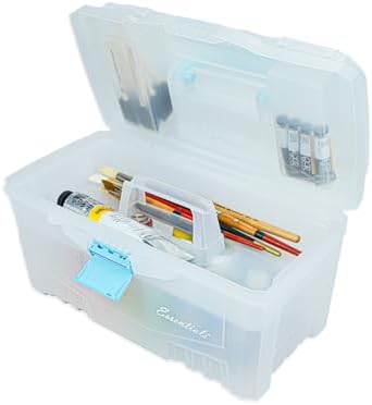 ArtBin Twin Top 17-Inch Craft Supply Box with Handle, Aqua Accents