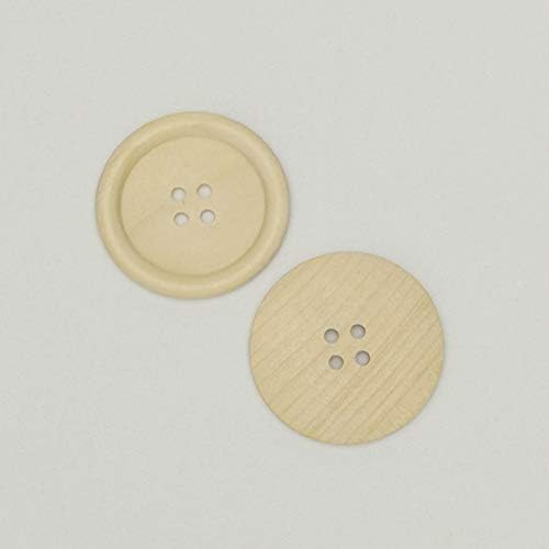 Chenkou Craft 20pcs 50mm 2" Round Natural Wood Buttons 4 Holes Craft