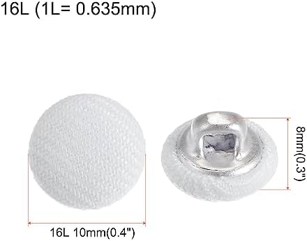 HARFINGTON 10pcs 16L Fabric Cloth Covered Button 10mm Metal Shank
