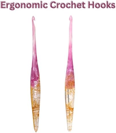 Divit Shilp Ergonomic Handle Crochet Hooks | Handcrafted 7’’ Resin