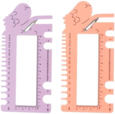 2 Pack Sheep Head Plastic Knitting Gauge Ruler for Crochet Hooks