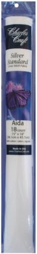 Charles Craft Silver Label Aida 18 Count 15"X18" Soft Tube-White