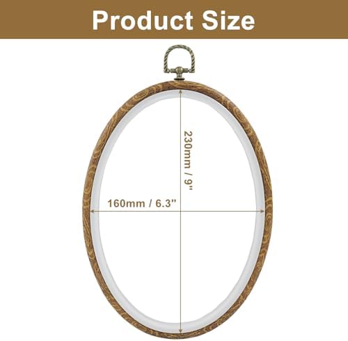 Marvexi 5Pcs Oval Embroidery Hoops 6.3"x9", Vintage Cute Faux Wood